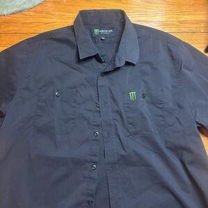 Men's Black Button-Up Monster Energy